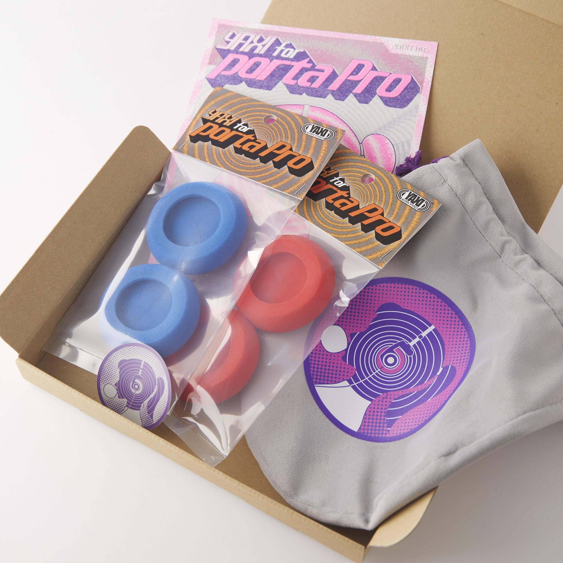 YAXI Earpads for Koss PORTAPRO 2 Pairs Plus Pouch 2P-RD BU-Pouch