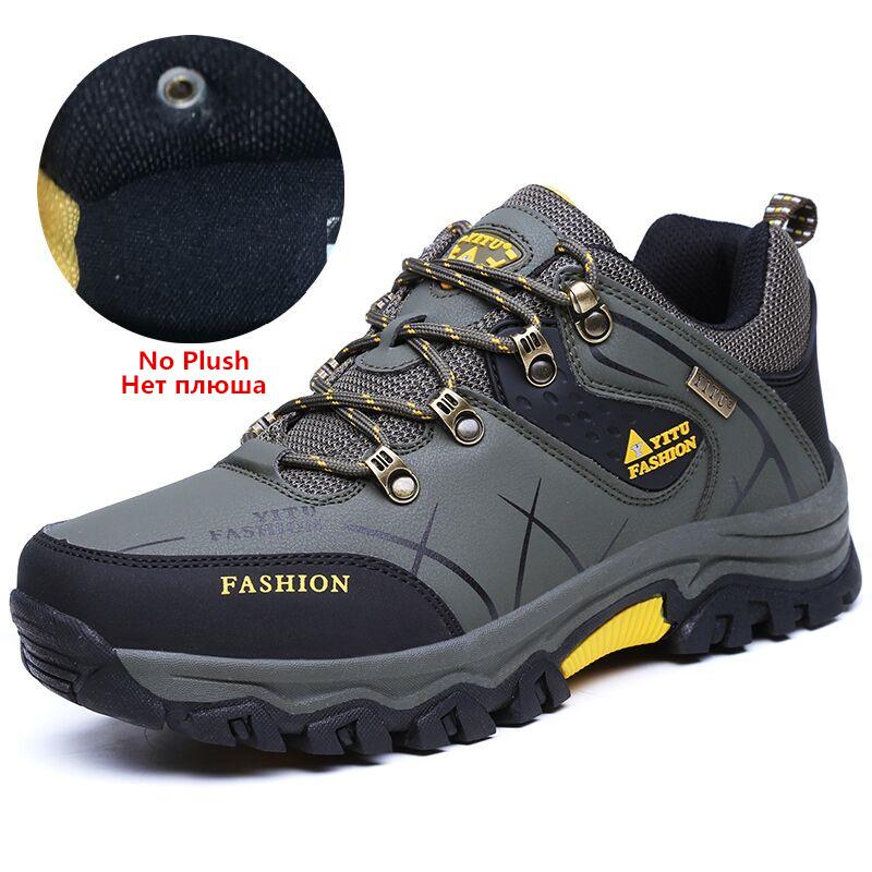 Brand Men's Winter Snow Boots Plush Warm Ankle Boots Waterproof Leather Sneakers Outdoor Male Hiking Boots Work Shoes Size 39-47