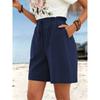Women's Spring Summer Linen Solid Color Shorts Casual Sports Women's Shorts Three-quarter Pants with Drawstring Shorts