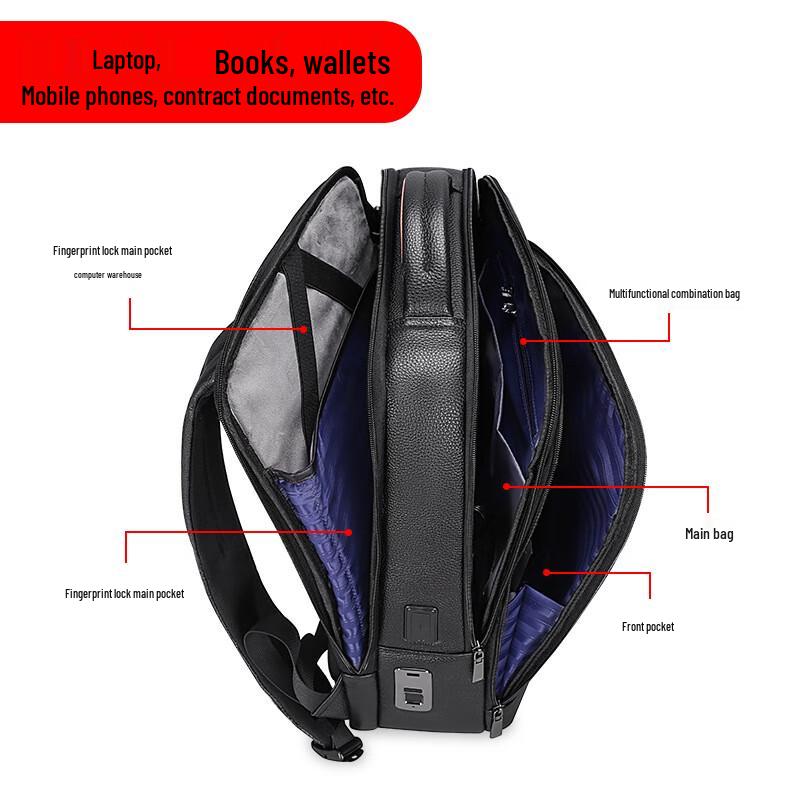 SCHWARZETIENNE Men's 15.6-inch Leather Business Backpack
