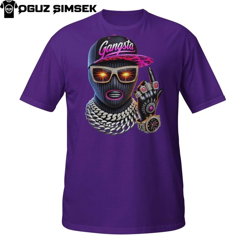 

Gangsta Mask T-Shirt – Neon Urban Woman with Chains and Middle Finger 4XL