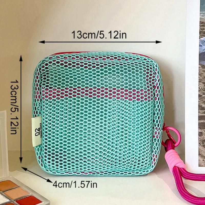 Square Mesh Cosmetic Bag Mini Coin Purse Portable Square Cosmetic Storage Bag With Zipper Multi-purpose Sundries Bag
