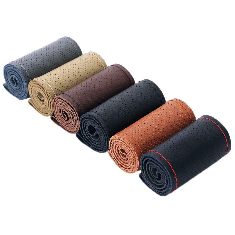 Hand-sewn Genuine Leather Steering Wheel Cover Trucks 42/45/47/50cm Multi-color Options