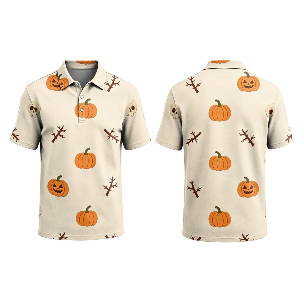 Men's Short Sleeve Shirt Halloween Print for Casual Parties and Daily Outings