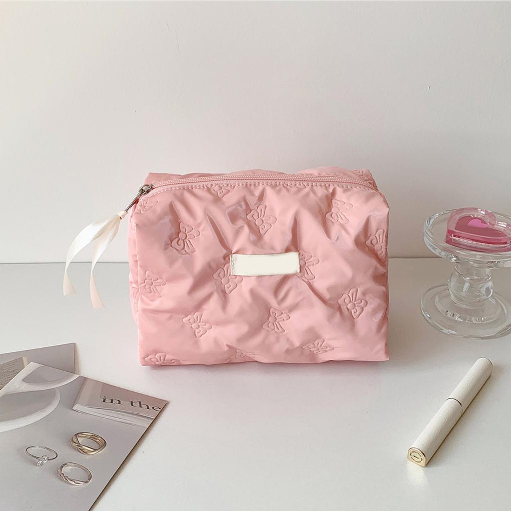 Bow Solid Color Cosmetic Bag ,Women's Cosmetic Bag, Travel Cosmetic Bag