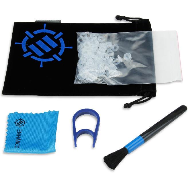 ENHANCE O Rings Mechanical Keyboard Dampener - Quiet Switch Dampeners Kit 50A Clear (140pcs), Keycap Puller, Keyboard Brush, Cloth and Accessory Bag