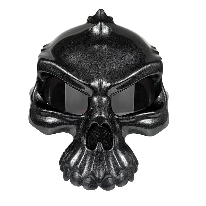 

Stylish DOT/ECE Certified Skeleton Motorcycle Half Helmet - Lightweight & Breathable Bike Helmet for Men & Women, Skull Design, M чёрный