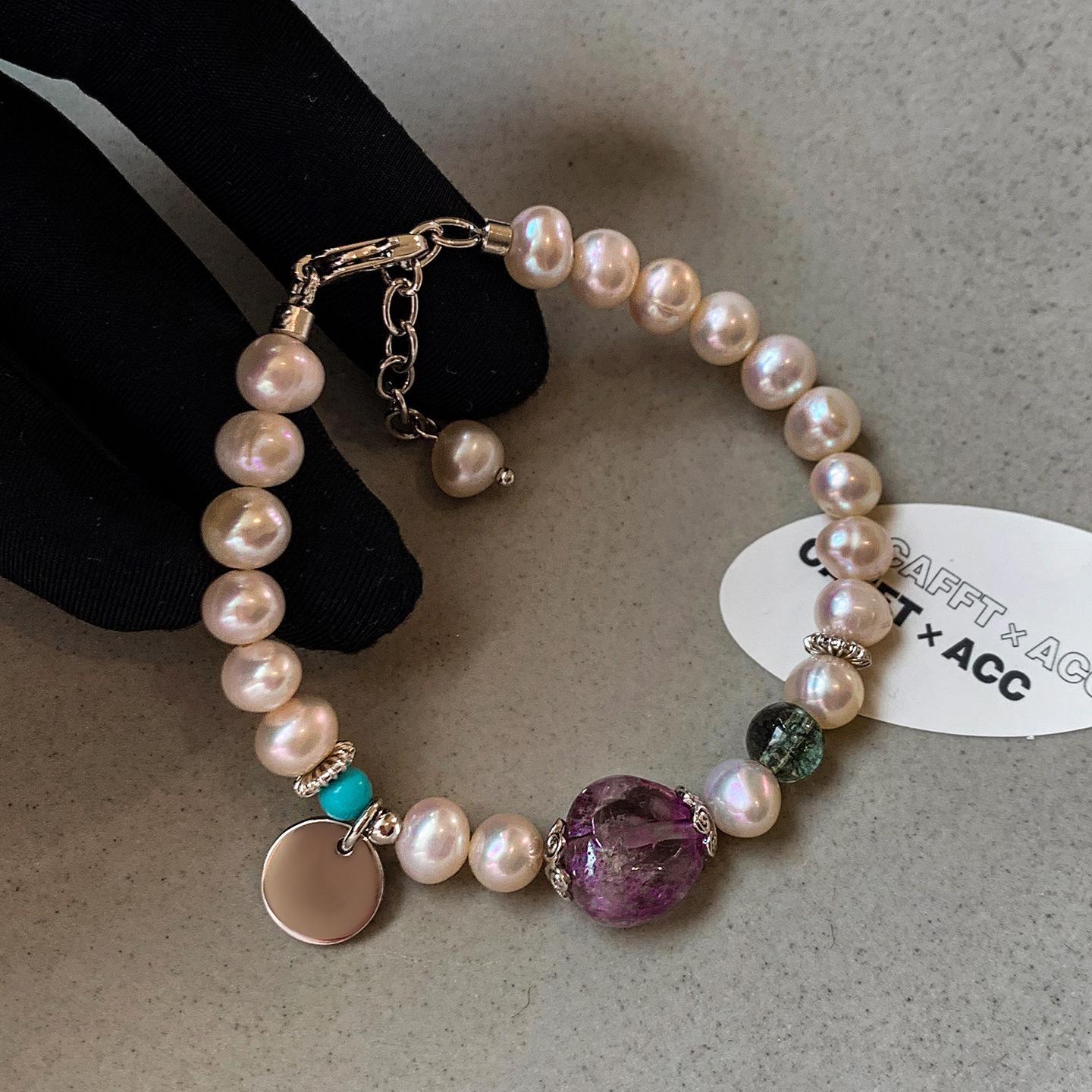 Аквамарин пресноводный жемчуг бусины благословение подвеска браслет ретро дворцовый стиль браслет нишевый дизайн ювелирные изделия женщины