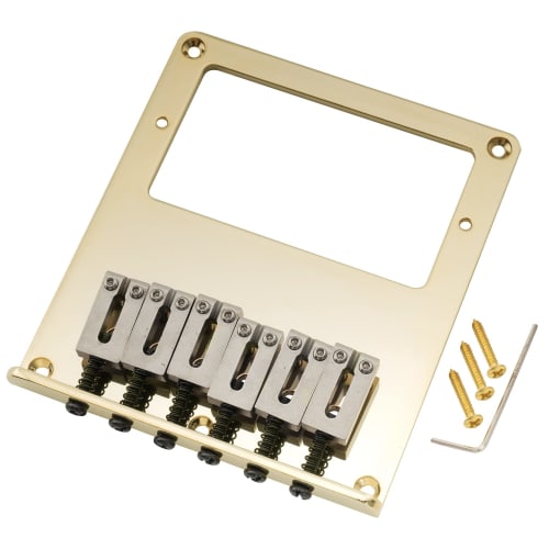 Musiclily Pro Humbucker Telecaster Bridge, 6-Way with Stainless Steel Saddles, Gold
