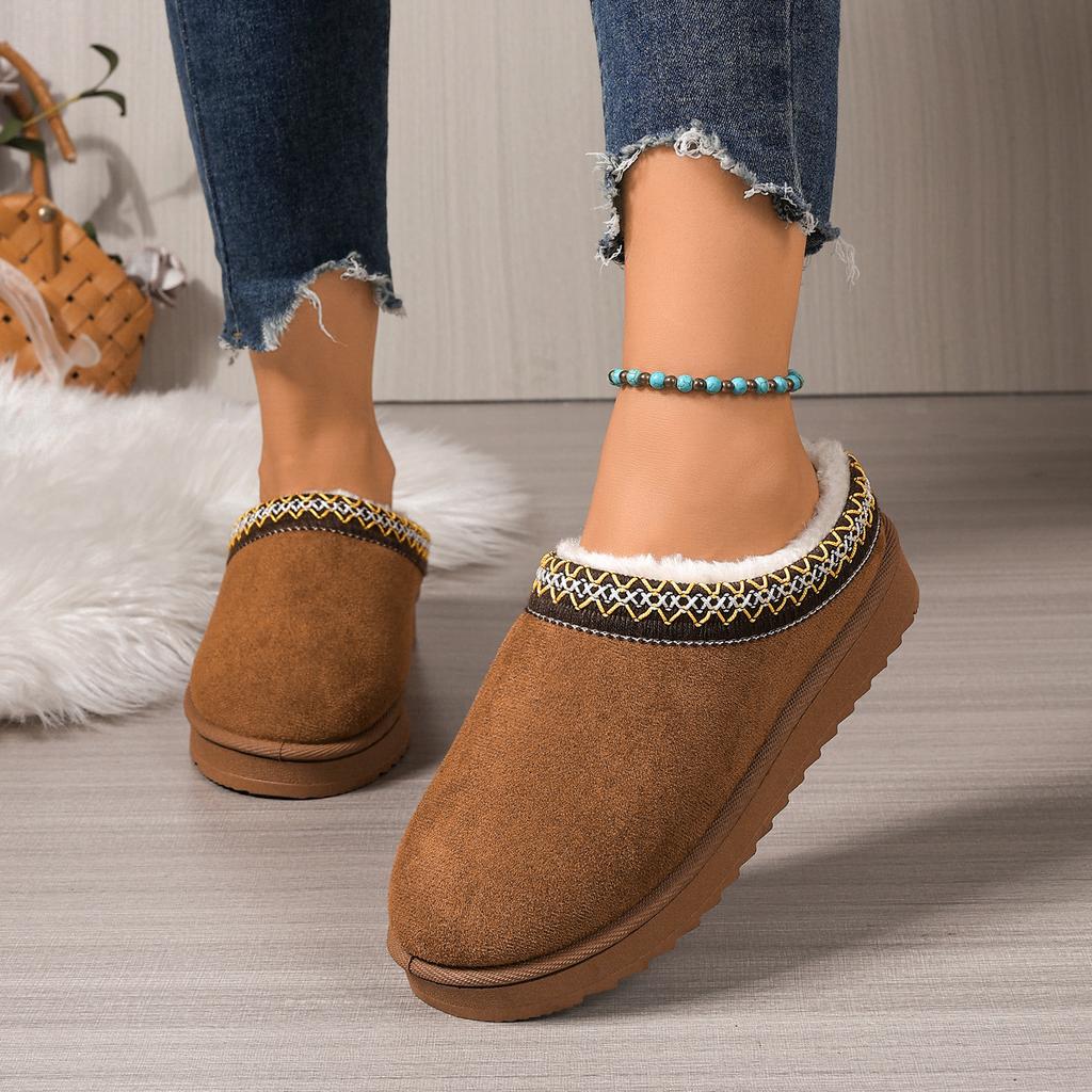 Fashion 2025 New Women Slippers Trend Covered Half Mop Warm Slippers Winter Warm Thick Sole Shoes Women Comfortable Outdoor Slides Women