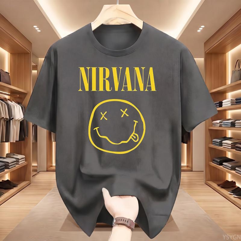 Nuova T-shirt Unisex Nirvana Rock Band 100% Cotone Stile Hiphop Unisex e Unisex Oversize Y2K Tee Casual Larga per Esterno Strada