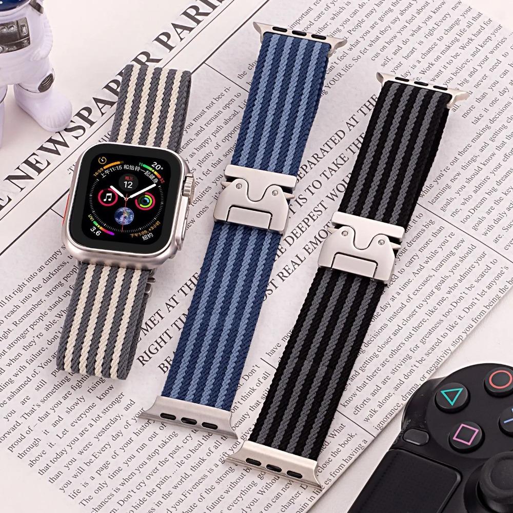 Nylon Braided Strap for Apple Watch 10 Strap 40mm 44mm 46mm 42mm 49mm 45mm 41mm 38mm IWatch Ultra2 SE 9 8 7 6 Band Bracelet