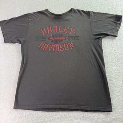 HARLEY DAVIDSON Skull Double Sided Stafford Texas T-Shirt Nice Fade L VTG Y2K