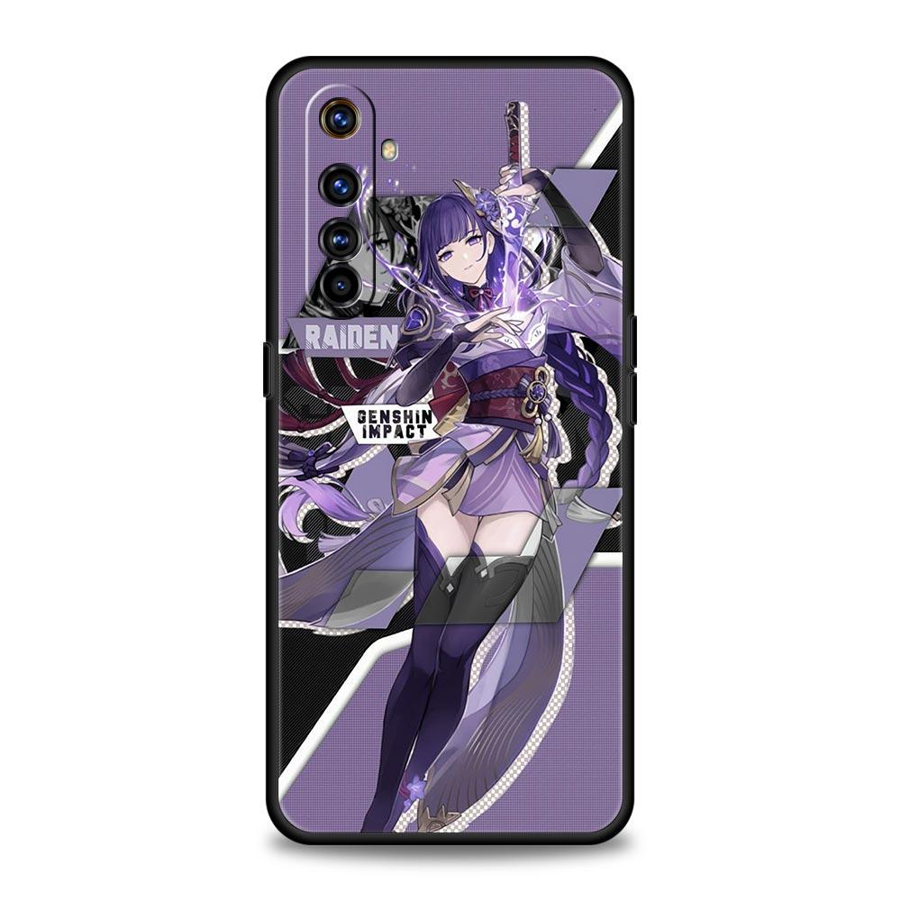 

For Realme 10 9 8 5G 7 6 GT2 Pro Plus Phone Case 9i 8i C21 C11 C25 C35 GT Neo 2 3 3T Silicone Black Cover Hu Tao Genshin Impact Realme 6 Pro
