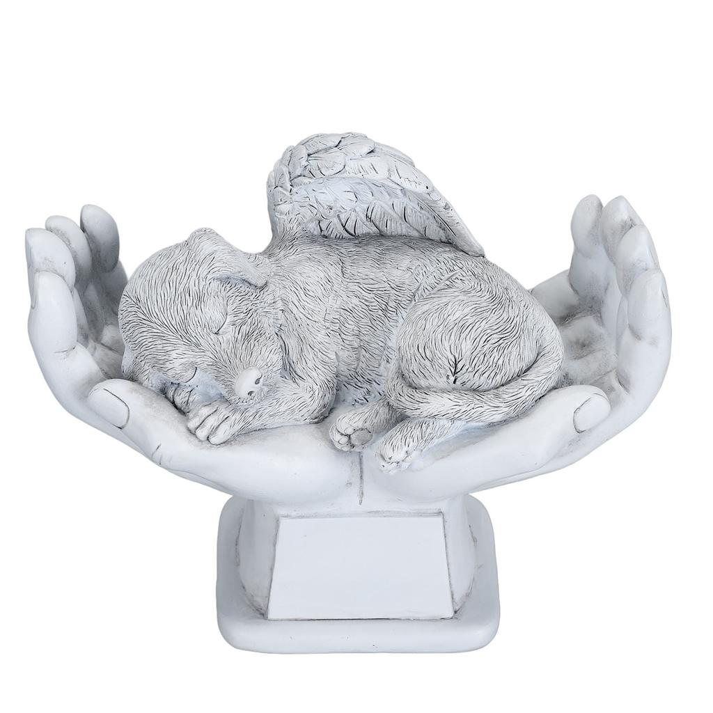 Pamětní socha mazlíčka Venkovní zahradní dekorace Ornament Anděl s Božíma rukama Náhrobek kočka