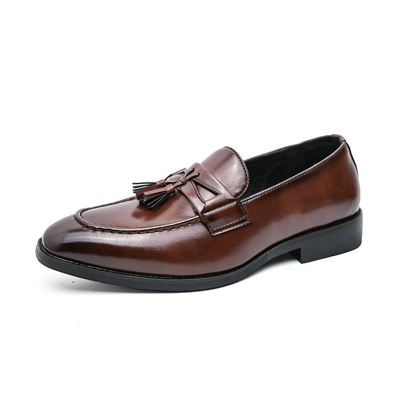 Men's Shoes Large Size New Leather Shoes Fashionable Men's Pointed Leather Shoes Trend British Style Fringed Leather Shoes Can Be