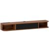 TV Cabinet Up To 50" Wall-Mounted with Drawer, 2 Open Shelves and Cable Hole, 120x24x16 Cm, Walnut