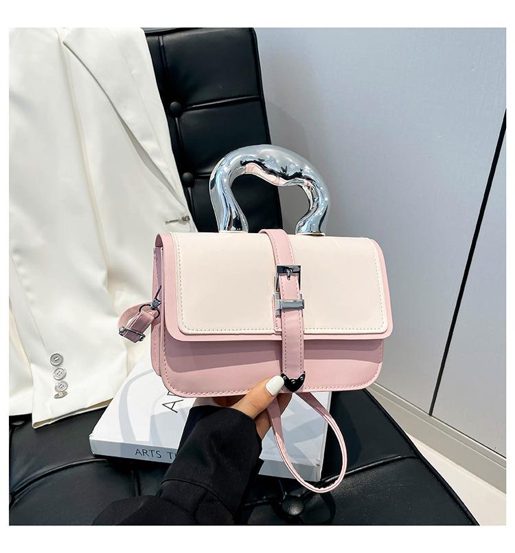 

Свежий Сплайсинг Мода Корейская Мода Прилив Одноплечевая Наплечная Ручная Маленькая Квадратная Сумка Женская розовый