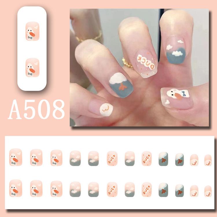 Manicure Sheet, Fake Nails, Finished Product, Simple Lemon Ice Style Manicure, Hair Change, Wearing Nails