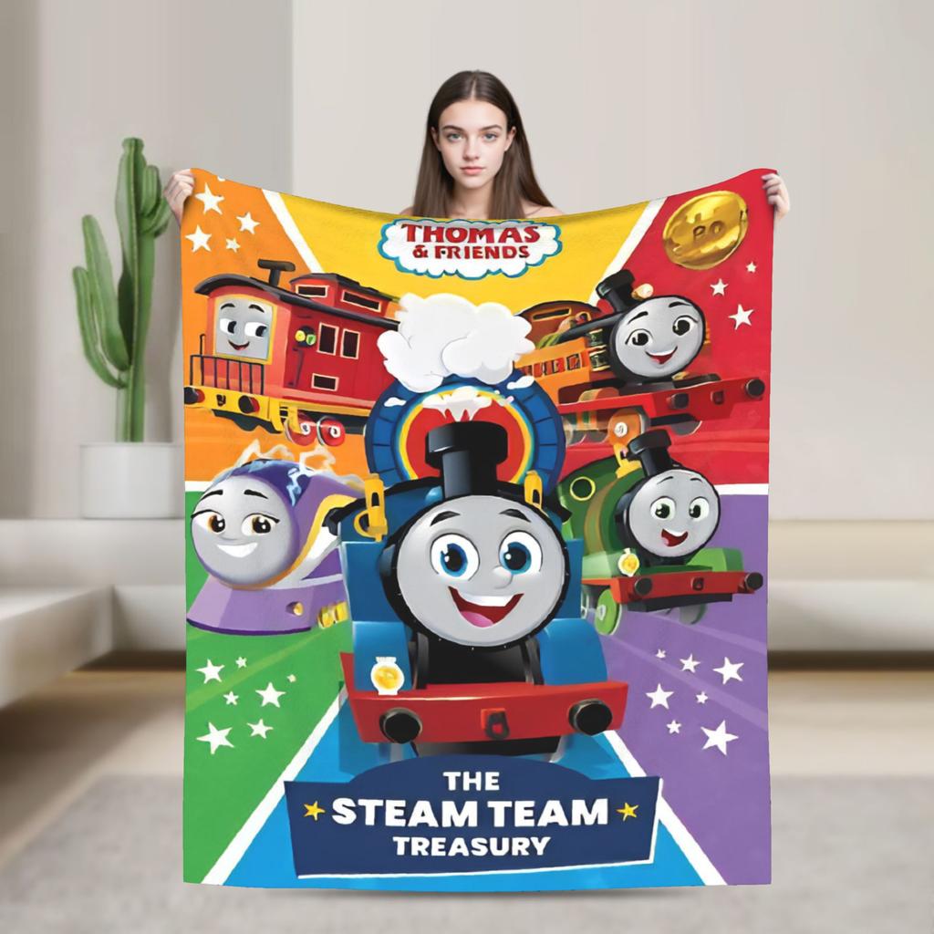 Super Soft T-thomas and Friends Throw Blanket Premium Fleece Flannel Lightweight Bed Blanket Super Cozy Blankets All Season Use