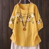 Women's Summer Chinese Ethnic Style Loose T-shirt Thin Embroidered Comfortable Top
