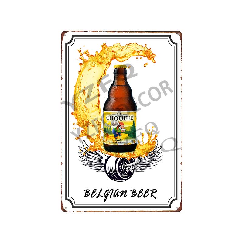 30X20CM Hoegaarden Orval Chouffe Beer Tin Sign - Vintage Metal Plate, Perfect for Bar/Pub/Kitchen/Home/Coffee Wall Decor Poster