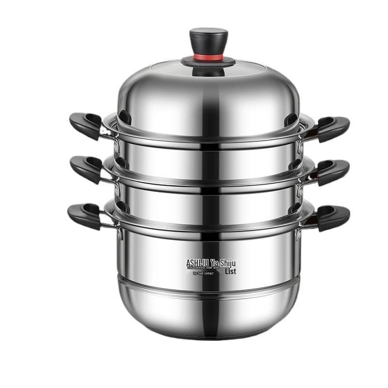 Stainless Steel Double Layer Steamer Pot for Induction & Gas - Extra Thick, Food Grade, Large Capacity