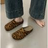 New Classic Women's Leopard Closed Toe Cork Flats Slippers Ladies Leopard Cork Slippers Camo Mule Clogs Shoes  Zapatos De Mujer