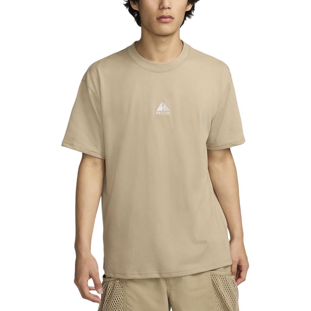 Nike Logo Embroidered Outdoor Casual Sports Crew Neck Long Sleeve T-Shirt Men Tops Khaki DR7754-247