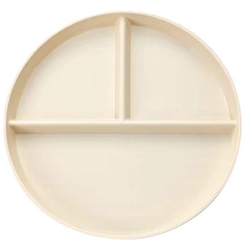22cm Unbreakable Divided Dinner Plate Plastic Texture Serving Dish for Kids and Family Microwave and Dishwasher Safe