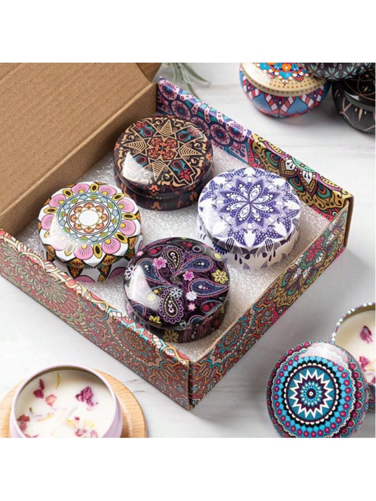 4 Cans/set of Hot Melt Wax Aromatherapy Set, Homemade Soy Candle Cups, Flower Candles for Weddings and Holiday Decorations