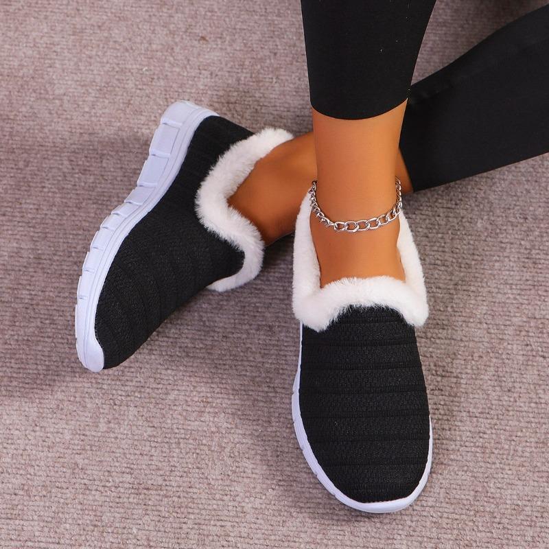 Autumn and winter new large-size women's cotton shoes round head flat bottom fly-woven Mao Mao mouth fashion women's cotton shoes