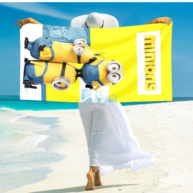1pc Minions Adventure Yellow Land Beach Towel,quick Drying Absorbent Beach Towel,outdoor Sports Swimming Beach towel,Soft and Comfortable Y72812