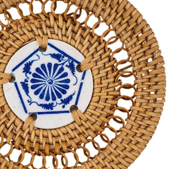 Dinner Pad Lightweight Wide Application Eco-friendly Unique Round Shape Visual Effect Cup Coaster for Restaurant