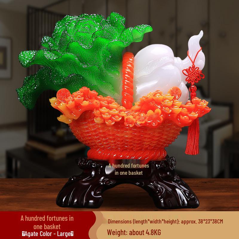 Creative Hundred Fortunes Cabbage Resin Figurine - Home and Office Gift