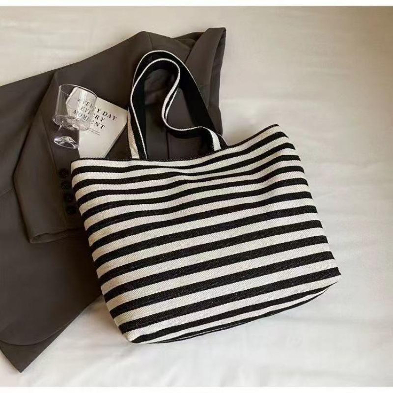 Large Capacity Striped Tote Bag Women s New Fashion Cute Cartoon Mickey Tote Bag Book Canvas Bag