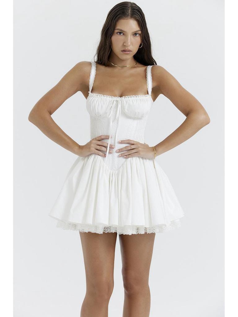 Summer Women's Sexy Lace-Up Miniskirt Dress with European and American Style