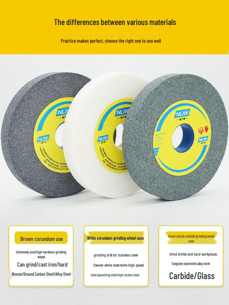 Tabletop Knife Sharpener with Corundum Grinding Wheel (150/200/250), Brown/White, Bench Grinder Disc