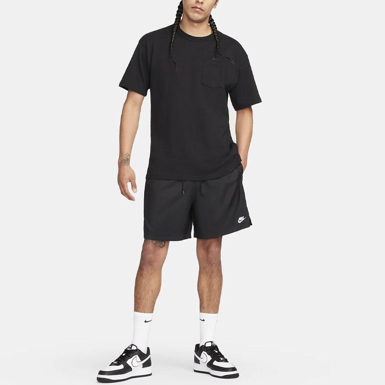 Nike Club Logo Embroidered Drawstring Woven Casual Shorts Men Bottoms Black FN3308-010