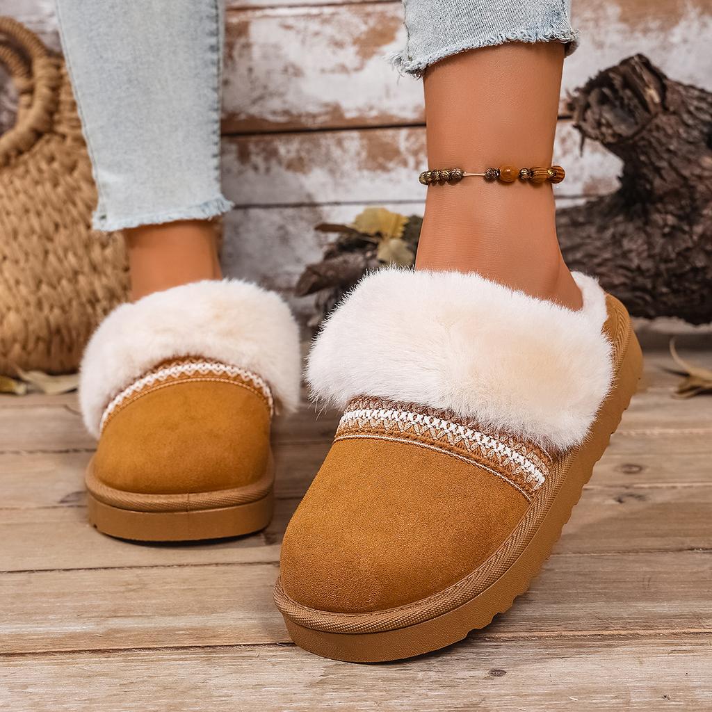 Fashion Women Slippers Fashion Fluffy House Slippers Winter Warm Cotton Shoes Woman Comfort Non Slip Fur Platform Slippers Slides Women