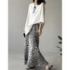 Johnature Summer Light Leopard Print Slit Skirts Women Summer Casual Loose Skirts
