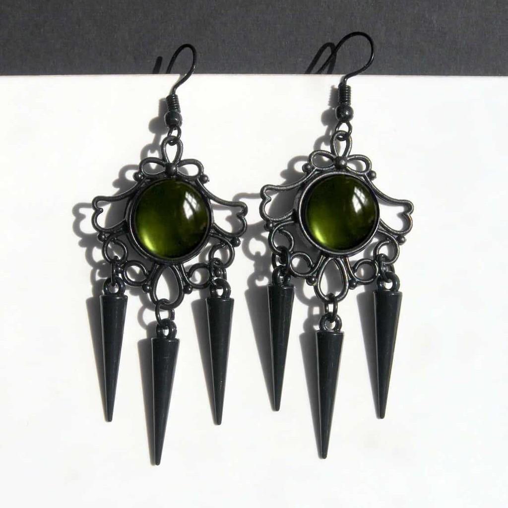 Bohemian Black Spiked Drop Earrings With Hollow Geometric Design For Women