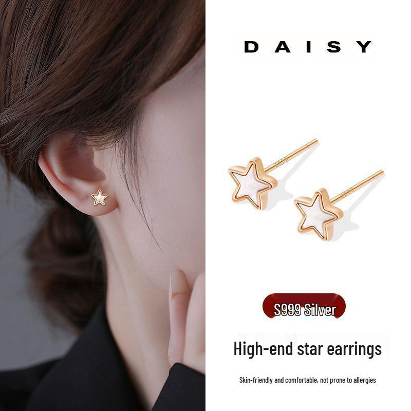 Sterling Silver Mother-of-Pearl Star Stud Earrings - Elegant, Luxurious, Women s Timeless Jewelry.
