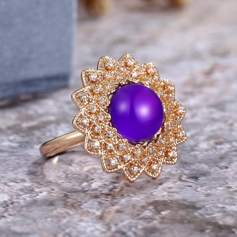 New product recommendation, luxury high-end flower zircon ring for women, exquisite Valentine's Day gift ring.