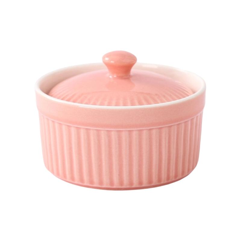 Piccola Casseruola in Ceramica con Coperchio Porcellana Ramequin Perfetta Per Porzioni Individuali di Zuppe Budini O Cibo per Bambini