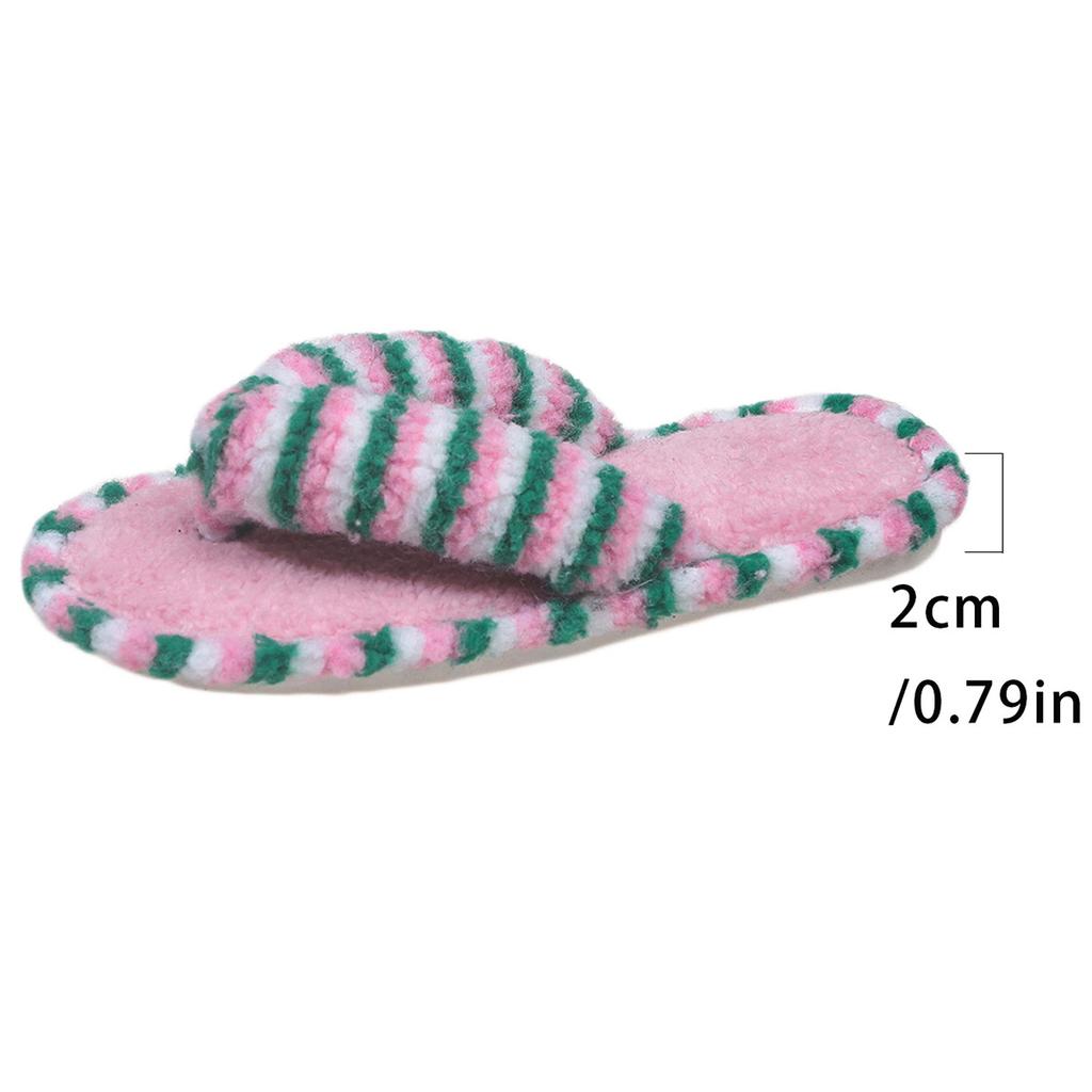 Fashion Fashion Colorful Striped Plush Slippers Women Winter Comfortable Indoor House Flip Flops Woman Clip Toe Non Slip Bedroom Slides