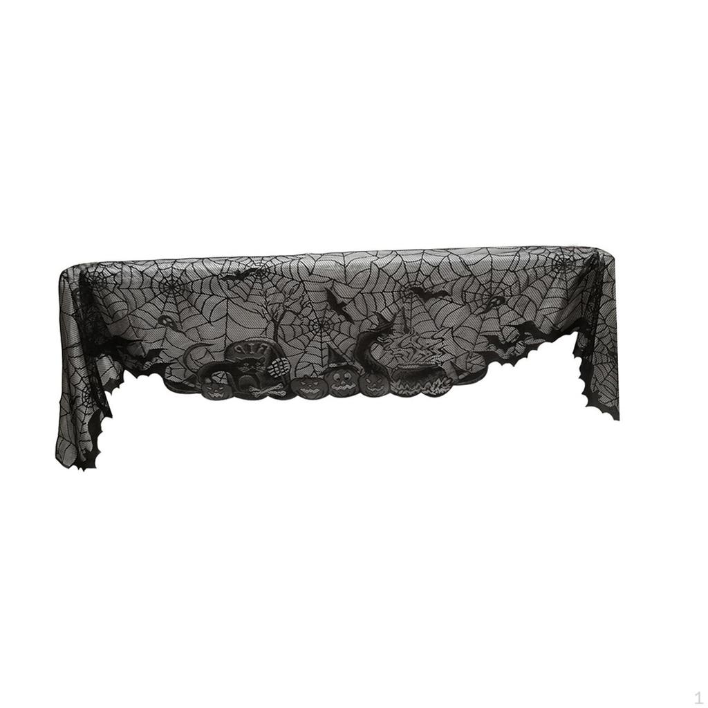 Creepy Halloween Mantel Scarf with Intricate Web Design