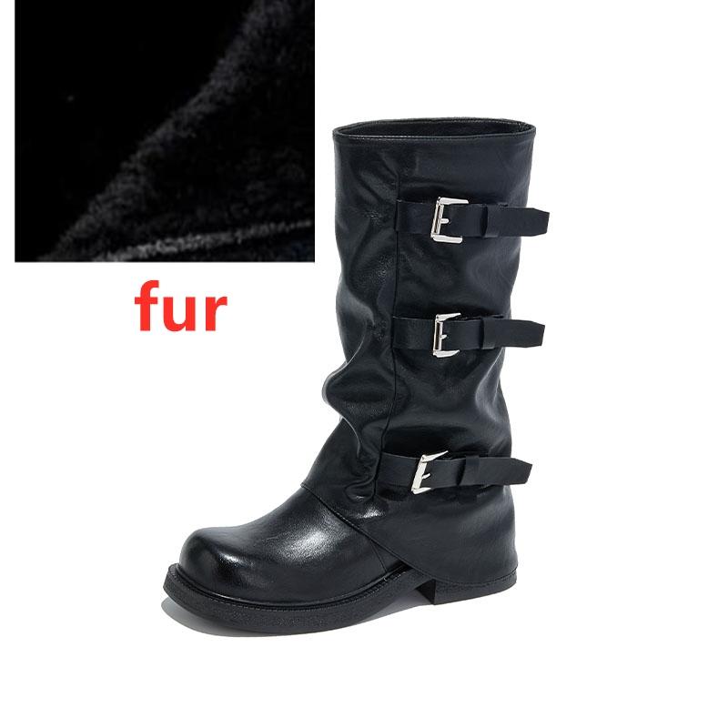 Fashion AIYUQI Women s Western Cowboy Boots 2025 New Square Toe Pleated Women Trouser Leg Boots Large Buckle Boots female 43 7935₽