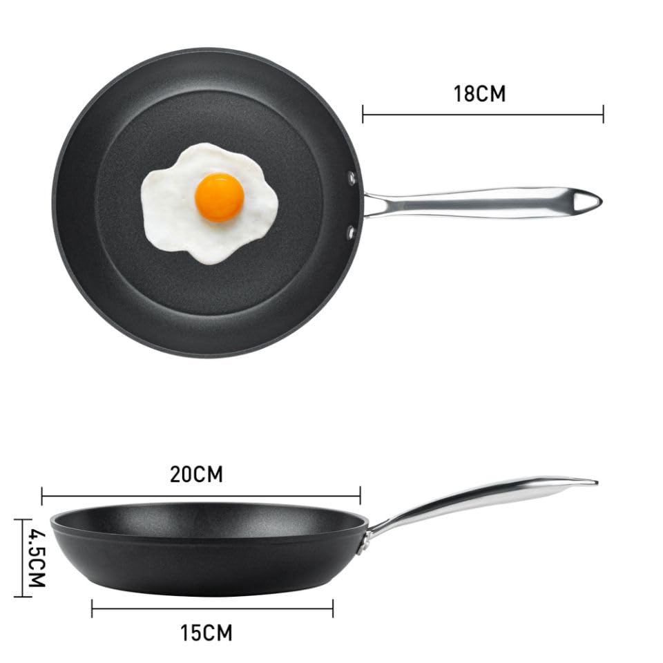 SZYUEGO Frying Pan 20cm Lightweight IH Compatible with gas fires Free of harmful substances such as PFOA ultimate surface High heat efficiency Easy to