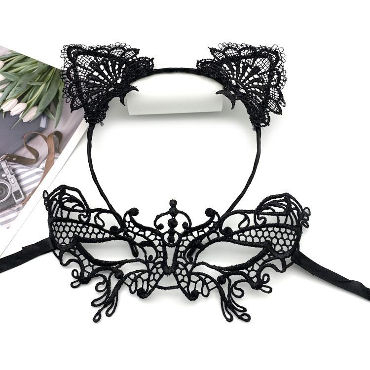 Kostüm-Stirnbandmaske mit schwarzem Spitzenmaterial für Halloween-Partys und Cosplay-Veranstaltungen